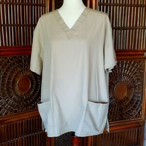 DICKIES SCRUBS Top Tan/Taupe 3-Pocket XL Unisex Nurse Dental Vet Medical Uniform